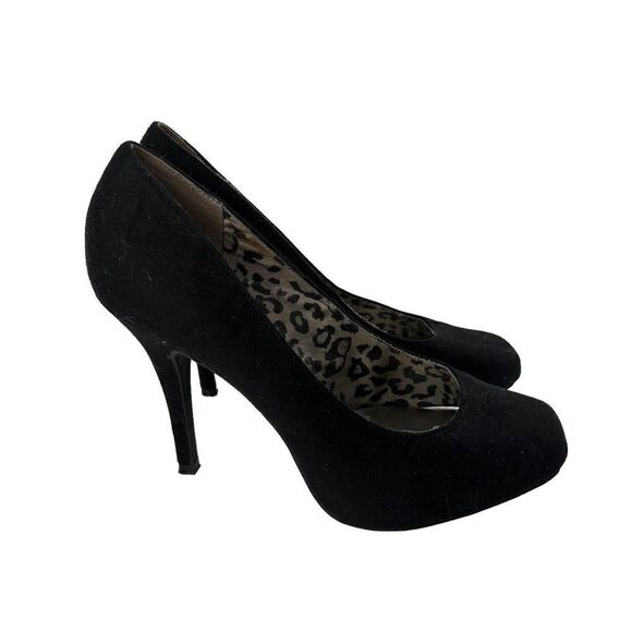 Limelight High Heels Black Classic Pumps Size 9 Rounded Square Toe Microsuede - Picture 1 of 10